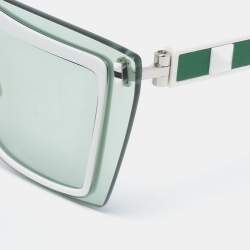 Pre Owned Valentino Green/White VA 2026 Shield Sunglasses