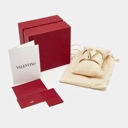 مملوكة مسبقًا Valentino Gold Tone VLogo Wide Cuff Bracelet