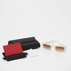 مملوكة مسبقًا Valentino Off-White / Brown Gradient VLogo VA 4094 Rectangle Sunglasses