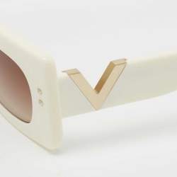 مملوكة مسبقًا Valentino Off-White / Brown Gradient VLogo VA 4094 Rectangle Sunglasses