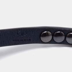Pre Owned Valentino Navy Blue Leather Mini Rockstud Wrap Bracelet