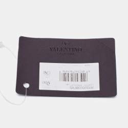 Pre Owned Valentino Navy Blue Leather Mini Rockstud Wrap Bracelet