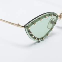 Pre Owned Valentino Green VA2033 Embellished Cat Eye Sunglasses