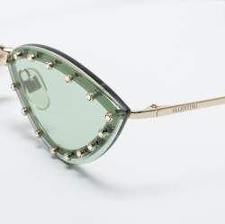 Pre Owned Valentino Green VA2033 Embellished Cat Eye Sunglasses