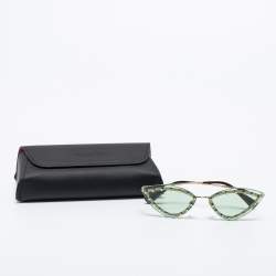 Pre Owned Valentino Green VA2033 Embellished Cat Eye Sunglasses