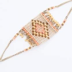 Pre Owned Valentino Multicolor Geometric Patterned Beaded Bracelet