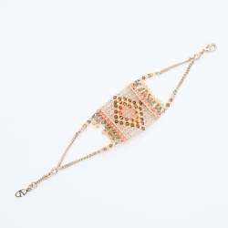 Pre Owned Valentino Multicolor Geometric Patterned Beaded Bracelet