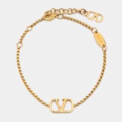 Pre Owned Valentino Gold Tone VLogo Bracelet