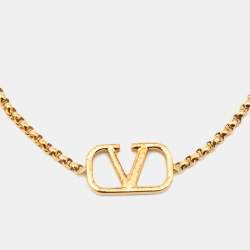 Pre Owned Valentino Gold Tone VLogo Bracelet