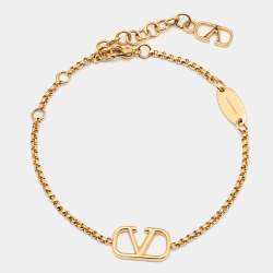 مملوكة مسبقًا Valentino Gold Tone VLogo Bracelet