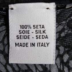 Pre Owned Valentino Black Floral Signature Printed Silk Scarf