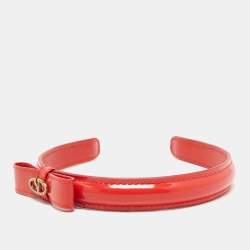 Pre Owned Valentino Red Leather Bow Headband