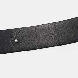 Pre Owned Valentino Black Leather VLogo Reversible Belt 85CM