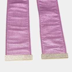 Pre Owned Valentino Purple Leather Crystal Embellished Wrap Belt