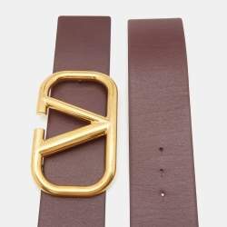 Pre Owned Valentino Red/Burgundy Leather VLogo Reversible Belt 75CM