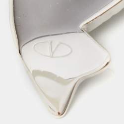 Pre Owned Valentino Vintage Silver Tone Bow Charm Chain-Link Belt