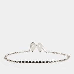 Pre Owned Valentino Vintage Silver Tone Bow Charm Chain-Link Belt
