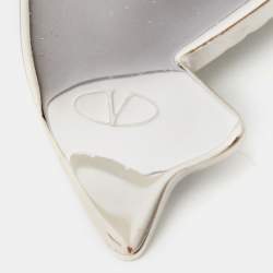 Pre Owned Valentino Vintage Silver Tone Bow Charm Chain-Link Belt