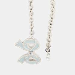 Pre Owned Valentino Vintage Silver Tone Bow Charm Chain-Link Belt