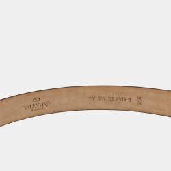 Pre Owned Valentino Red Patent Leather Logo Platino Belt 90CM