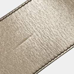 Pre Owned Valentino Pale Gold Leather Crystal Embellished Waist Belt 85CM