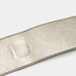 Pre Owned Valentino Pale Gold Leather Crystal Embellished Waist Belt 85CM