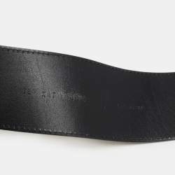 Pre Owned Valentino Pale Gold Leather Crystal Embellished Waist Belt 85CM