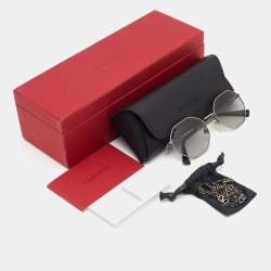 Valentino Gunmetal/Grey VA 2040 Octagonal Sunglasses with Chain