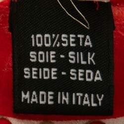Pre Owned Valentino Red/ White V Logo Printed Silk Scarf