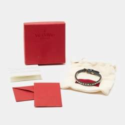 مملوكة مسبقًا Valentino Rockstud Blue Leather Silver Tone Wrap Bracelet