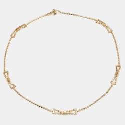 Pre Owned Valentino Gold Tone Crystal Bow Link Belt