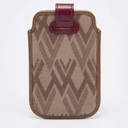 Valentino Tricolor V Print Fabric and Leather Flap Phone Cover
