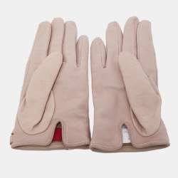 Valentino Beige Leather Rockstud Gloves 
