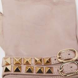 Valentino Beige Leather Rockstud Gloves 