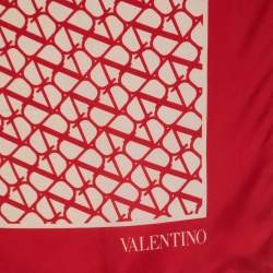 Valentino Red Toile Iconographe Print Silk Scarf