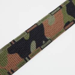Pre Owned Valentino Green Camouflage Fabric and Leather Guitar Shoulder Bag Strap