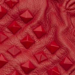 Pre Owned Valentino Red Leather Rockstud Rouge Gloves Size 6.5