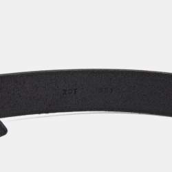 Pre Owned Valentino Black Leather VLogo Crystals Buckle Belt 90CM