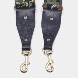 Pre Owned Valentino Multicolor Camu Fabric and Leather Guitar Bag Strap
