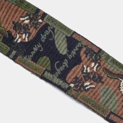 Pre Owned Valentino Multicolor Camu Fabric and Leather Guitar Bag Strap