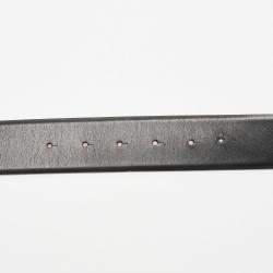 Pre Owned Valentino Black/Red Leather VLogo Reversible Belt Size 80 CM