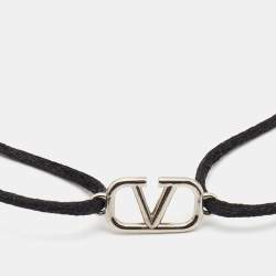 Valentino VLogo Silver Tone Adjustable Cord Bracelet