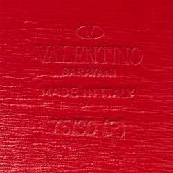 Pre Owned Valentino Black/Red Leather VLogo Reversible Waist Belt Size 75CM