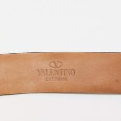 Pre Owned Valentino Green Leather Snake Buckle Belt 90CM