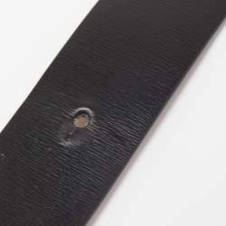 Pre Owned Valentino Black/Brown Leather V Logo Belt Size 75CM