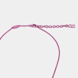 Pre Owned Valentino Purple Pink Rockstud Mirror Box Pendant Chain Necklace