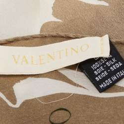 Pre Owned Valentino Olive Green Printed Silk Stole