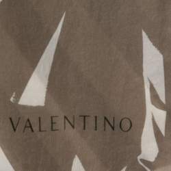Pre Owned Valentino Olive Green Printed Silk Stole