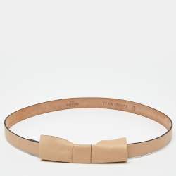 مملوكة مسبقًا Valentino Beige Leather Bow Waist Belt 70CM