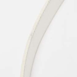 Pre Owned Valentino White Leather VLogo Plate Buckle Belt 90CM